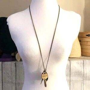 Bronze Key Charm Live Laugh Love Pendant Necklace